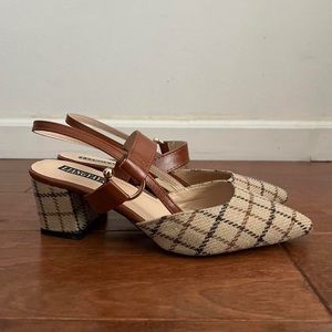 Plaid Strappy Slingback Heels